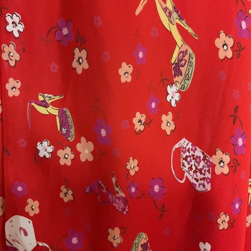 Vintage Red Sleeveless Dress Floral collar Vneck feminine heel purse pattern - Picture 2 of 11